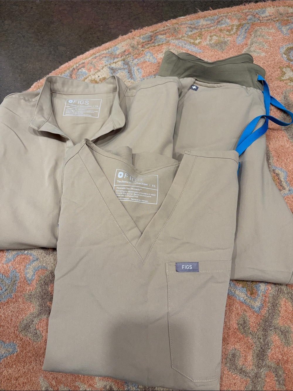 Figs Taupe Medical Scrub Set - 2 tops and one pair of joggers